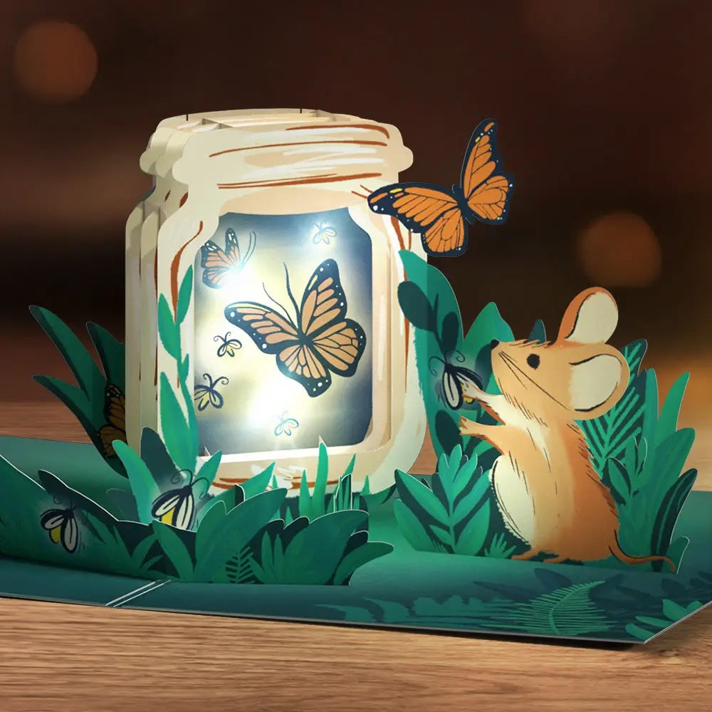 Thinking of You Butterfly Jar Light Up Lovepop Card