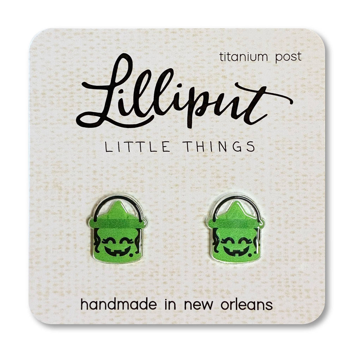 Retro Treat Bucket Earrings - Witch